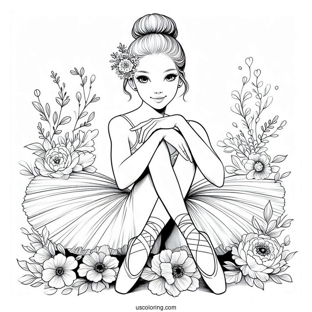 Realistic Ballerina Coloring Page