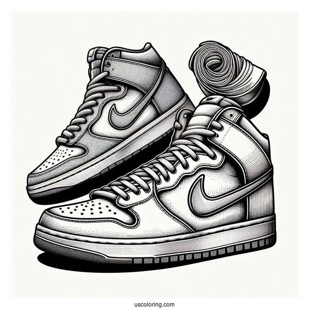 Vintage Nike Coloring Page Of Shoe Artwork