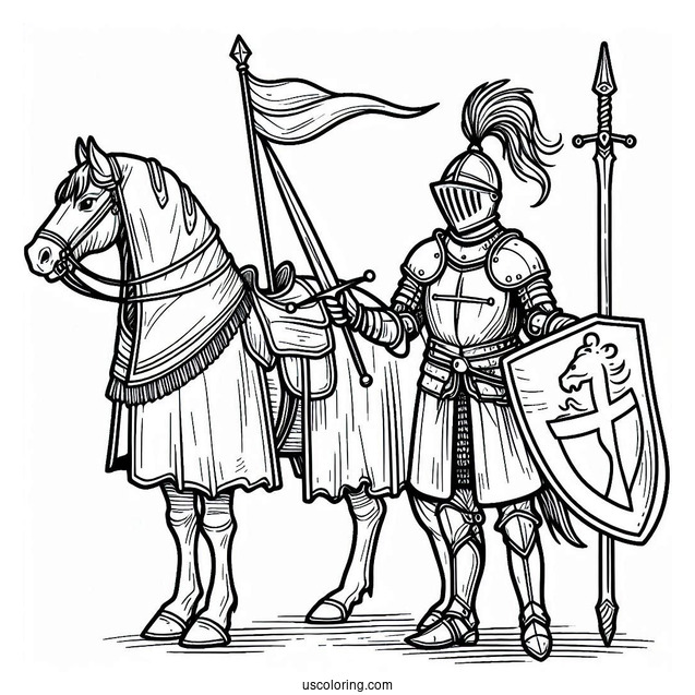Medieval Knight Coloring Page For Kids