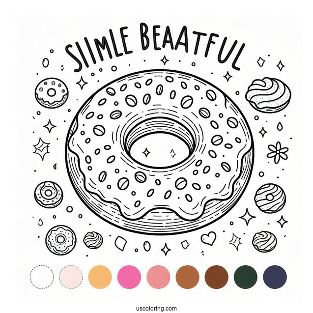 Simple Outline Of Donut With Text To Color