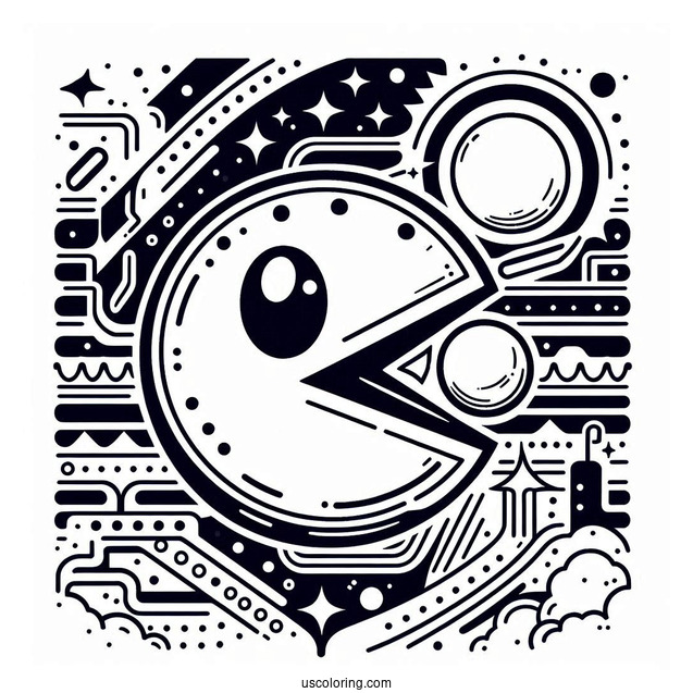Retro Pac-Man Coloring Page Game View