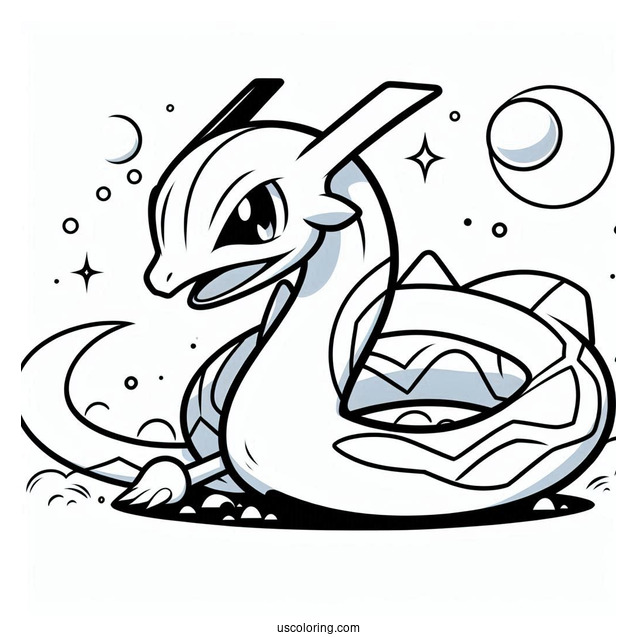 Smiling Rayquaza Coloring Page