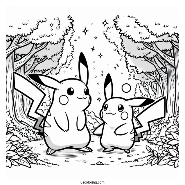 Pikachu And Ash In The Forest