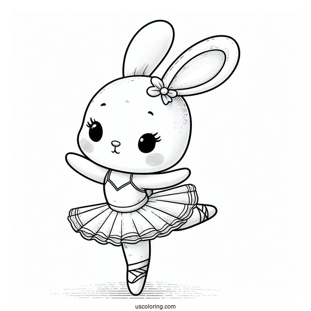 Cute Bunny Doing Ballet Coloring Page
