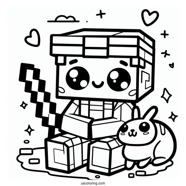 Cute Kawaii Minecraft Coloring For Preschoolers