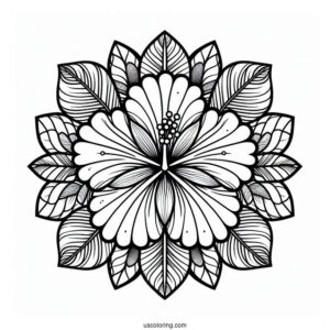 Hibiscus Flower Mandala Coloring Page