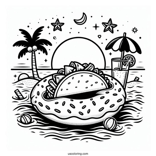 Taco On A Donut Float At The Beach