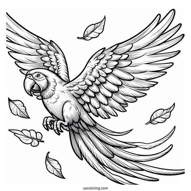 Flying Hyacinth Macaw Parrot