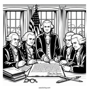 America s Founding Fathers Signing The Constitution Coloring Page For Kids
