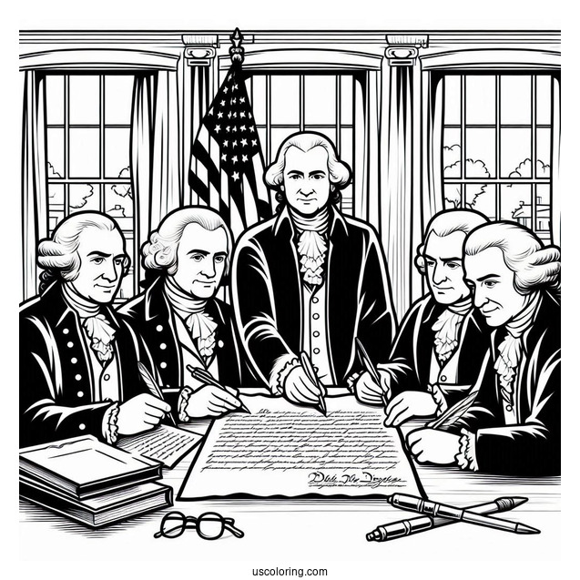 America s Founding Fathers Signing The Constitution Coloring Page For Kids
