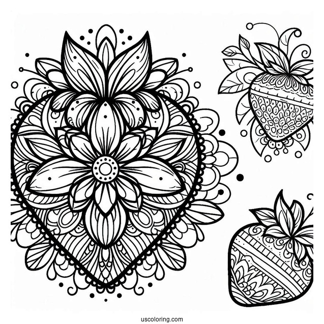 Delicious Strawberry Coloring Page Mandala