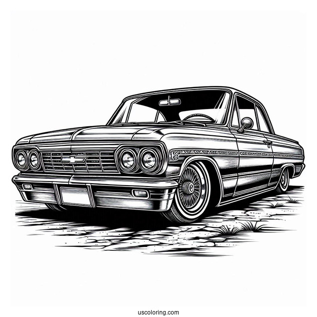 Realistic Chevrolet Lowrider Coloring Page