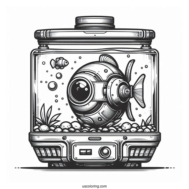 Futuristic Goldfish Tank Robot