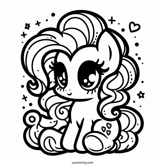 Kawaii Pinkie Pie Coloring Page For Preschoolers