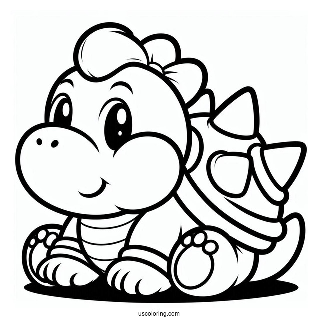 Easy Baby Bowser Coloring Sheet For Kids