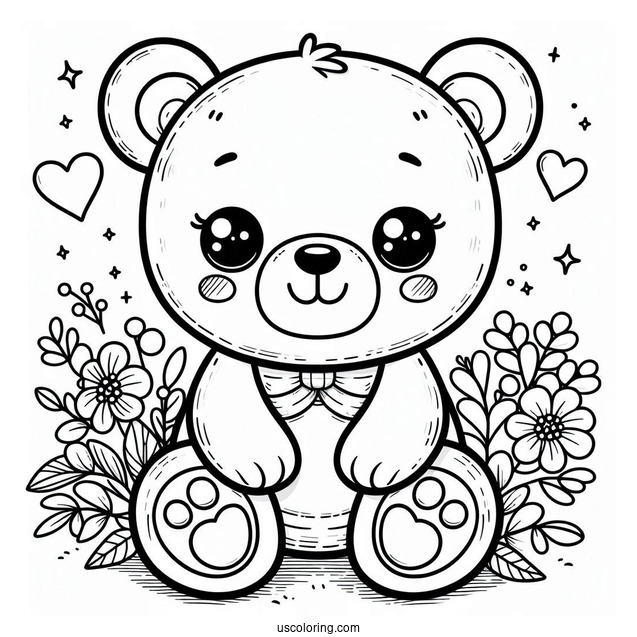 Teddy Bear Coloring Page With Button Eyes