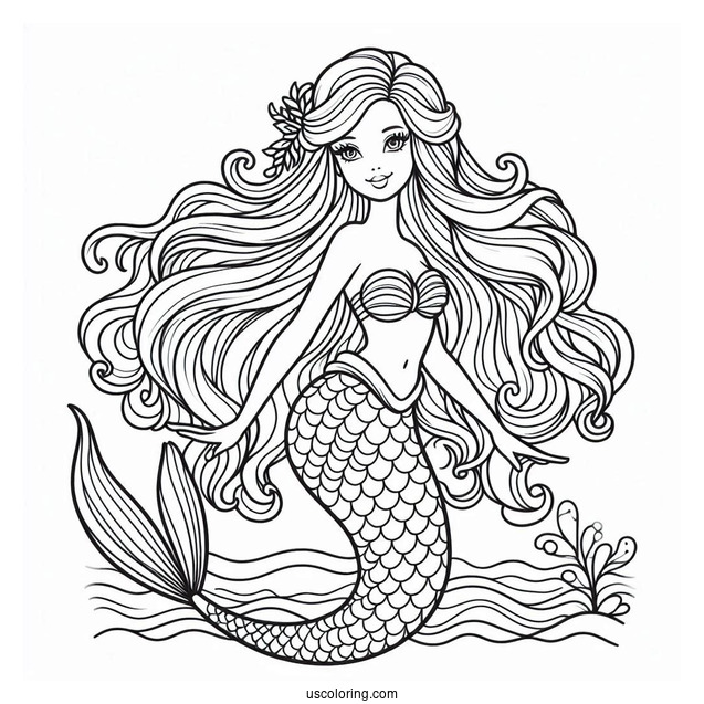 Barbie Mermaid Coloring Sheet For Kids