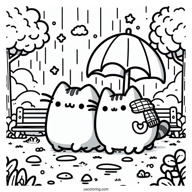 Pusheen And Stormy Walking In Park
