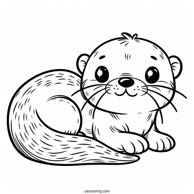 Small Otter Coloring Page With Long Tail