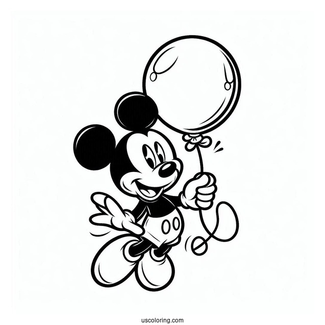 Mickey Mouse Balloon Coloring Page