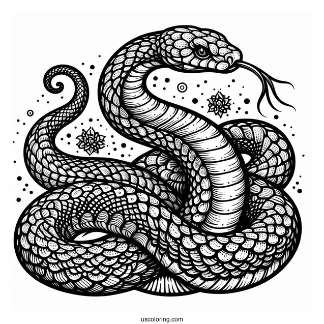 Snake With Detailed Scales To Color