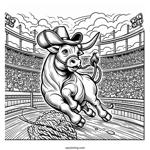Coloring Sheet Of Rodeo In Stadium