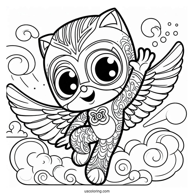 PJ Masks Coloring Page Of Owlette With Arm Up