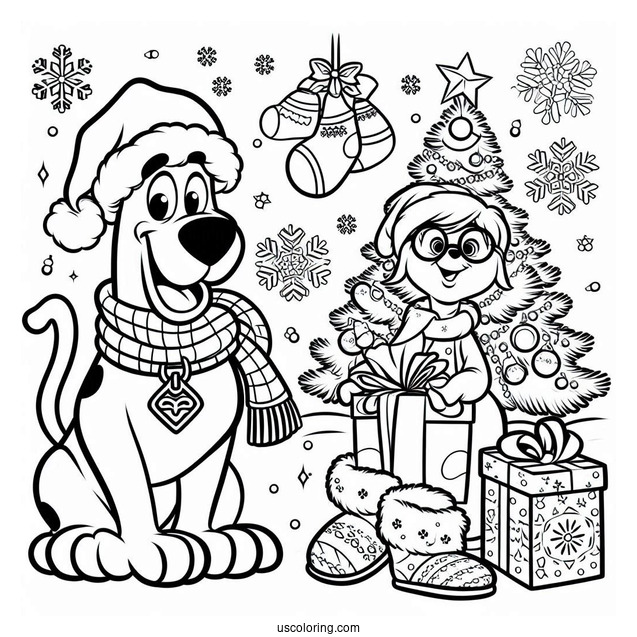 Christmas Themed Scooby-Doo Coloring Page