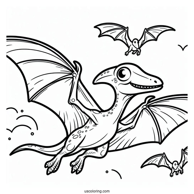 Simple Pterodactyl Coloring Page For Kids