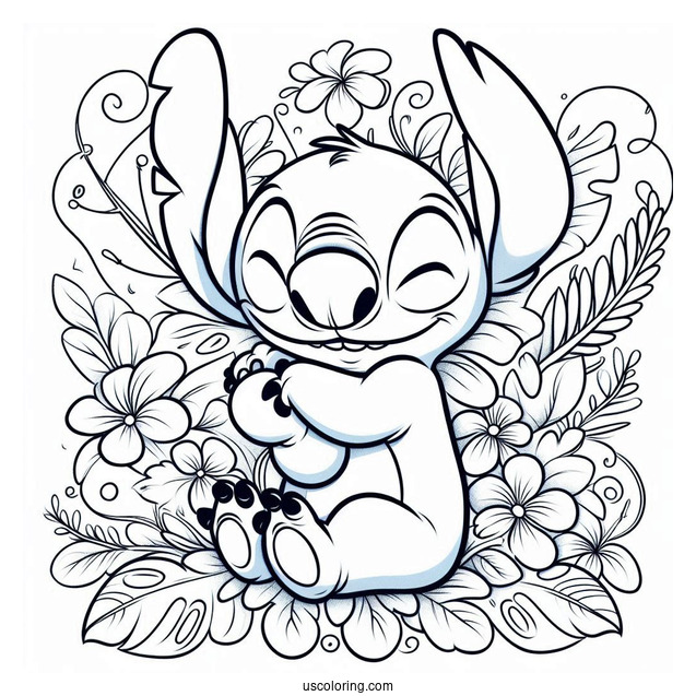 Stitch Hugging Angel (Experiment 624) Coloring Page