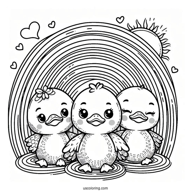 Three Cool Ducks Under A Rainbow