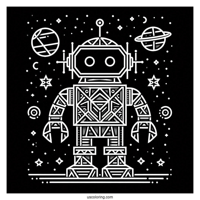 Geometric Robot With Starry Background