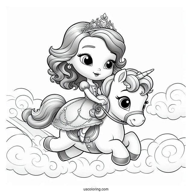 Sofia The First Coloring Page Riding Minimus In The Sky