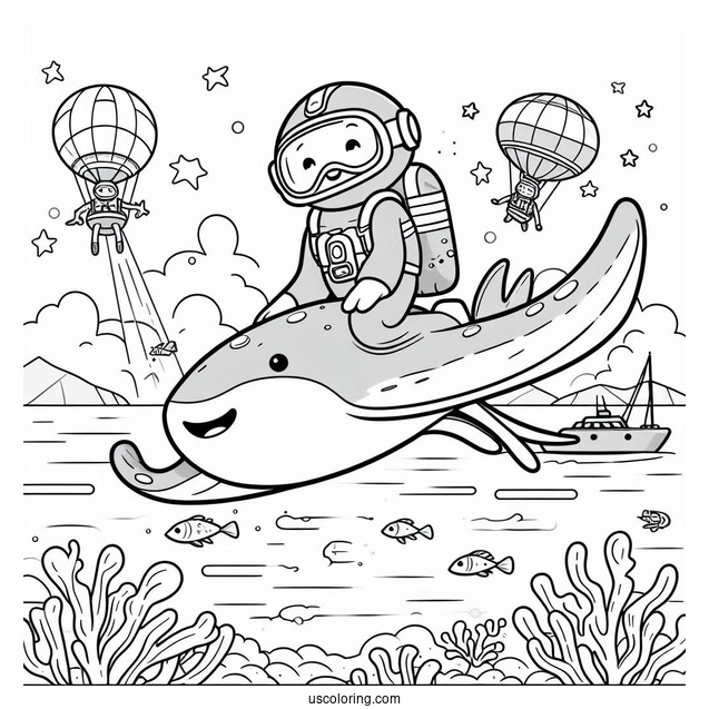 Octonauts Coloring Page Riding Manta Ray