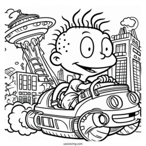 Rugrats Coloring Page Of Tommy Pickles With First In The Air For Preschoolers