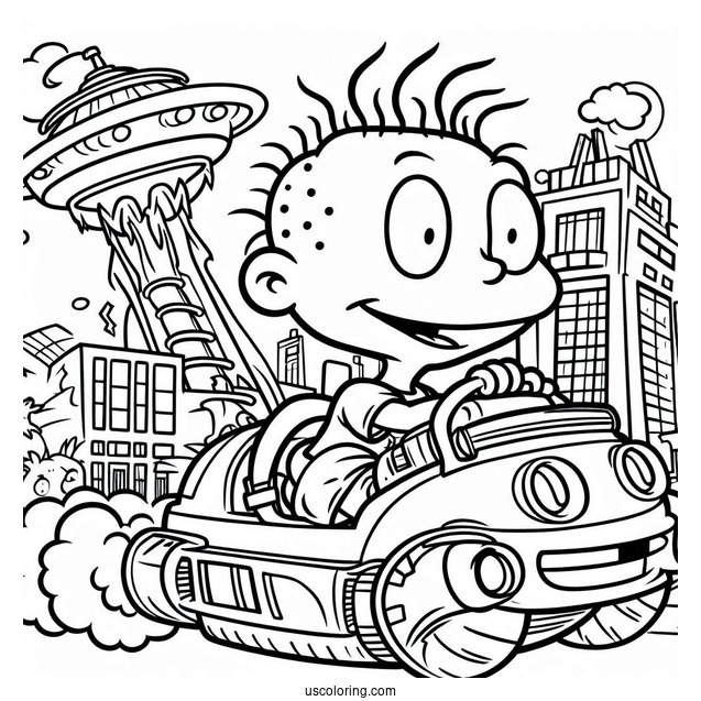 Rugrats Coloring Page Of Tommy Pickles With First In The Air For Preschoolers
