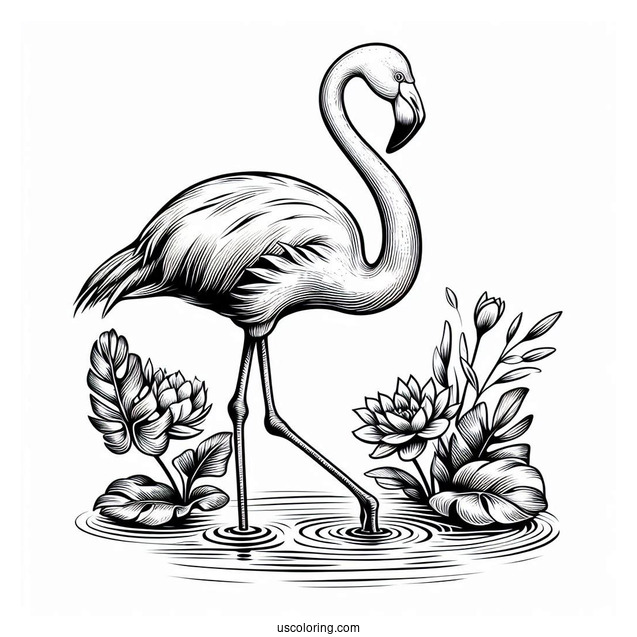 Realistic Flamingo Coloring Page
