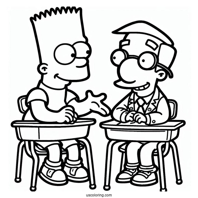 Bart And Milhouse Coloring Page