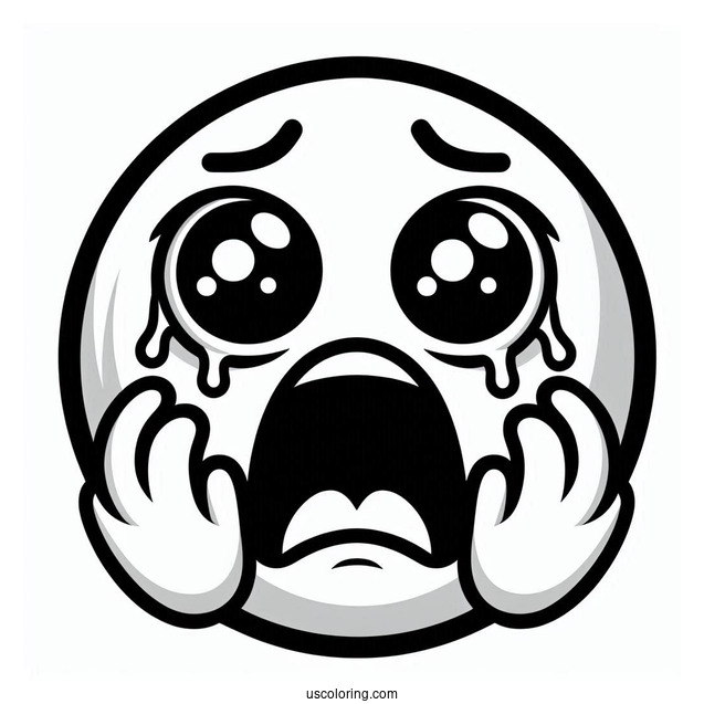 Face Screaming In Fear Emoji Coloring Page For Preschoolers
