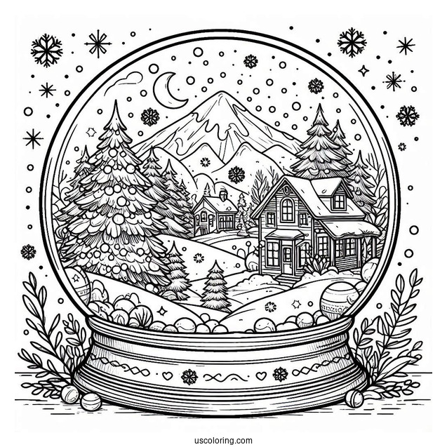 Winter Wonderland Snow Globe Coloring Page For Kids