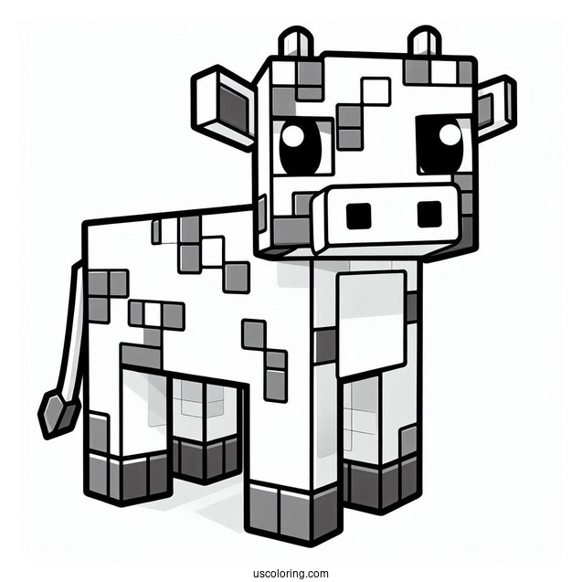 Detailed Minecraft Cow To Color