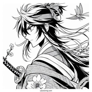 Manga Coloring Page Of The Elusive Samurai