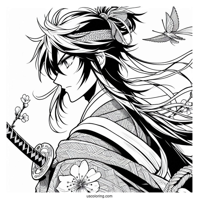 Manga Coloring Page Of The Elusive Samurai