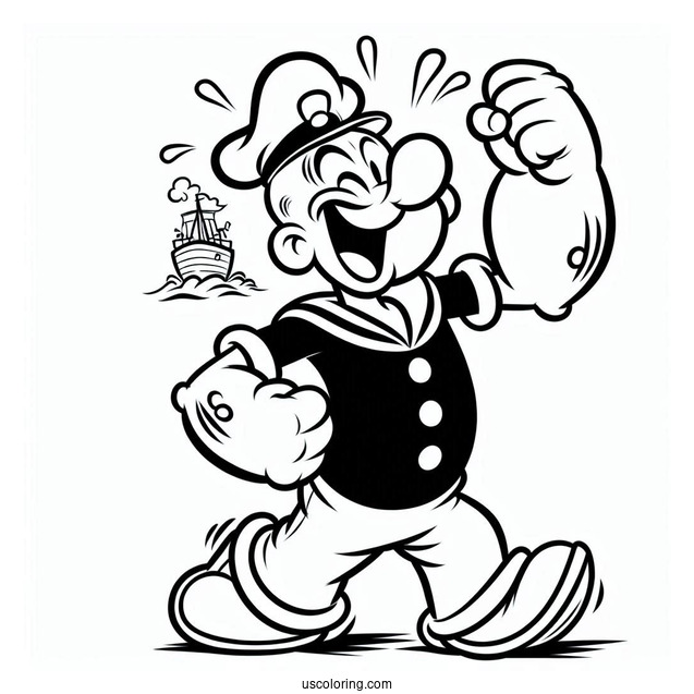 Popeye Coloring Page Of Bluto Laughing Outline For Preschoolers