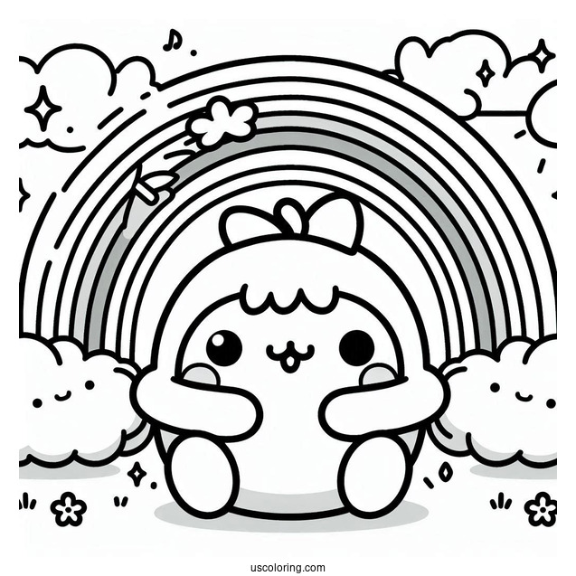 Cute Toy Pompompurin Hugging Rainbow