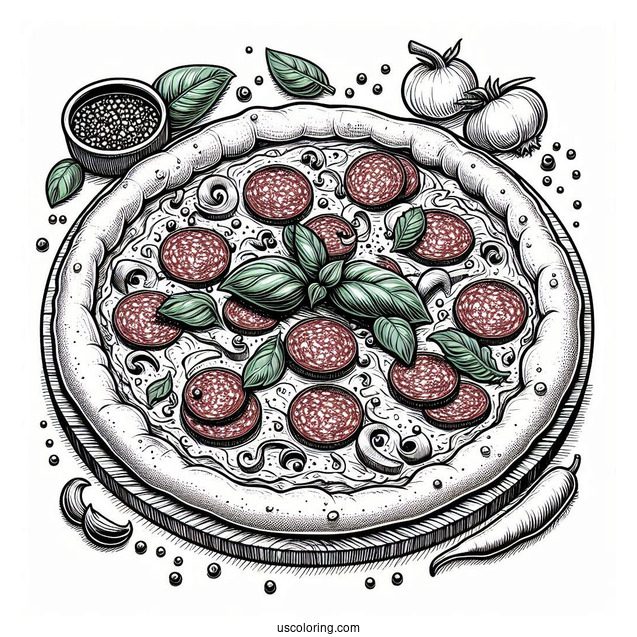 Wood Fired Pizza With Basil And Salami