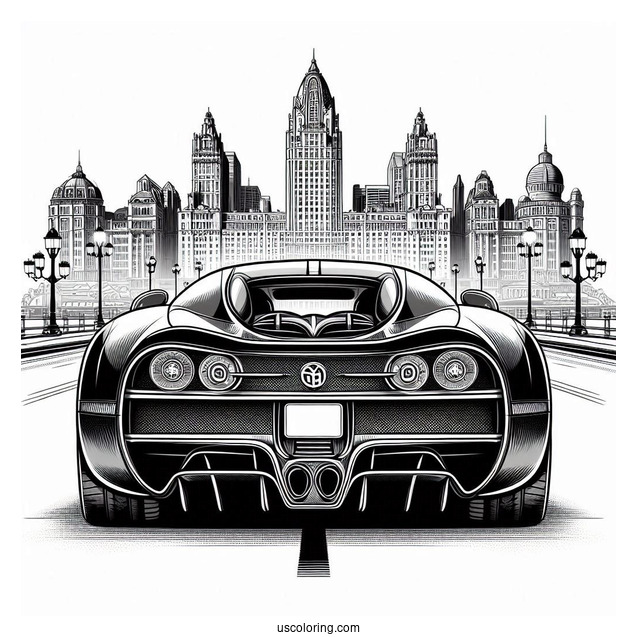 Back View Of Bugatti Coloring Page Centodieci