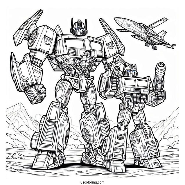 Optimus Prime And Bumblebee Rescue Bots Coloring Page