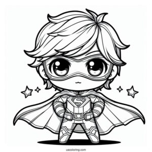 Chibi Superhero In Cool Outfit Coloring Sheet