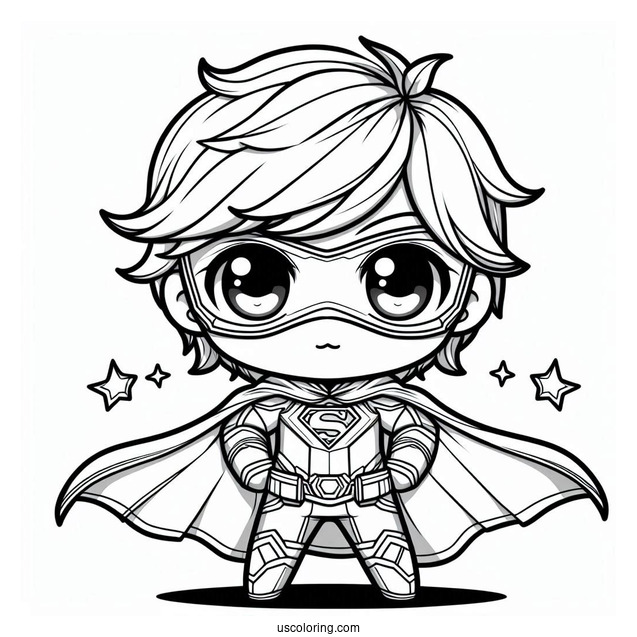 Chibi Superhero In Cool Outfit Coloring Sheet
